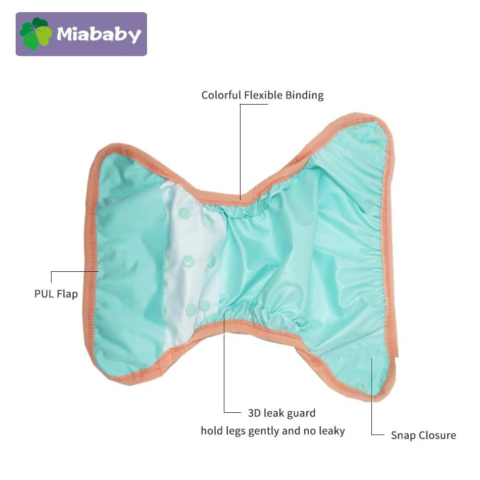 Miababy  6pcs/set Washable Eco-friendly Baby Cloth Diaper Cover Ecological Adjustable Nappy Reusable DiaperFit0-2year3-15kg