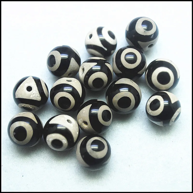 4PCS Natural Tibetan Stone Beads Round Ball With Eye For Women Bracelets Making Accessories 14MM Unique Items Dor Craft Decorate