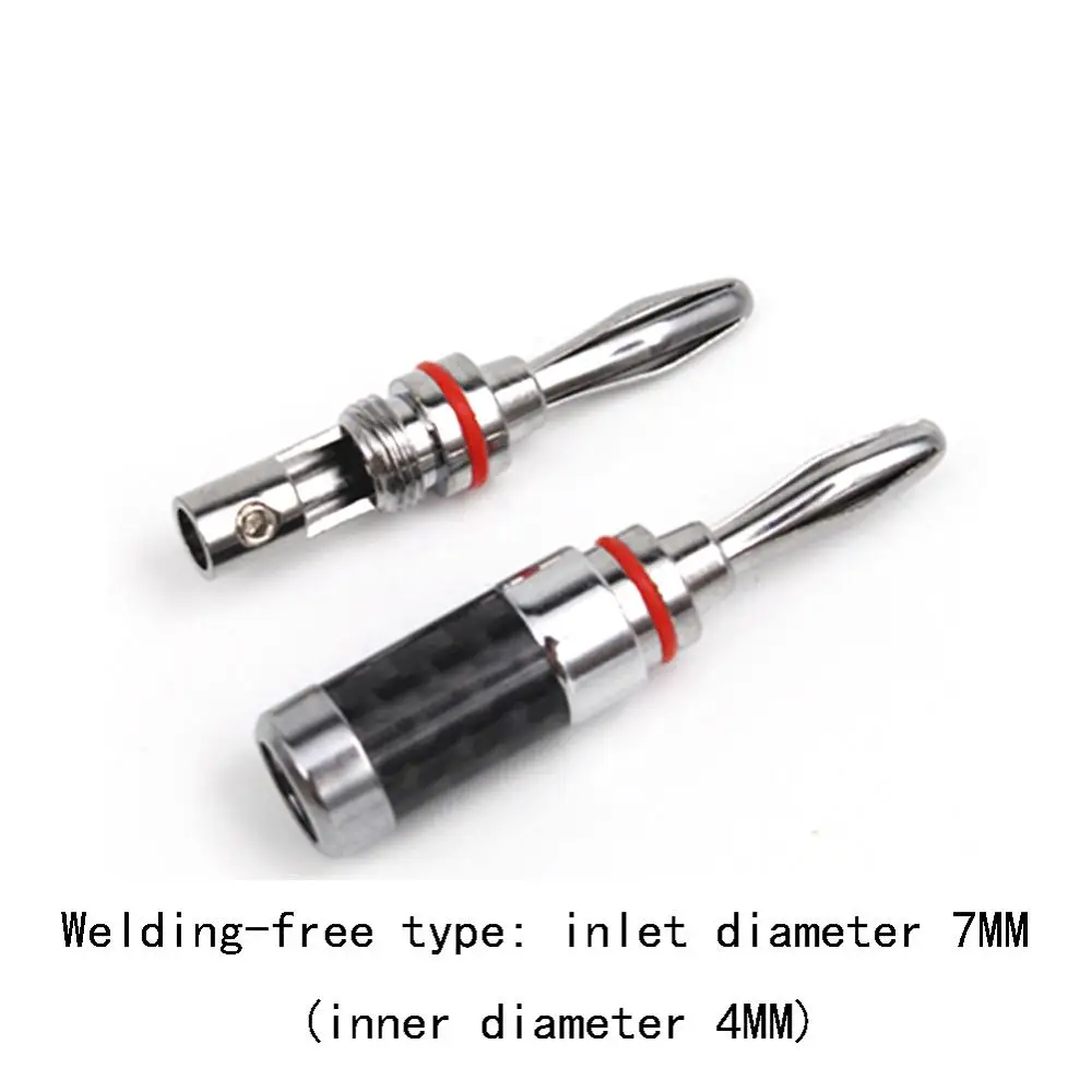 HiFi 4Pcs  Banana Speaker-Adapter Plug, Carbon Fiber Series Rhdium Plated banana connector Jack,speaker cable banana plug