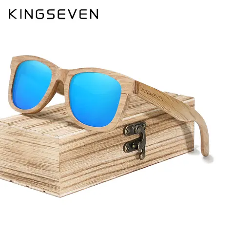 KINGSEVEN Fashion Men Handmade Natural Wooden Sunglasses Polarized Sunglasses Anti-UV400 Wood Oculos de sol feminino Eyewear