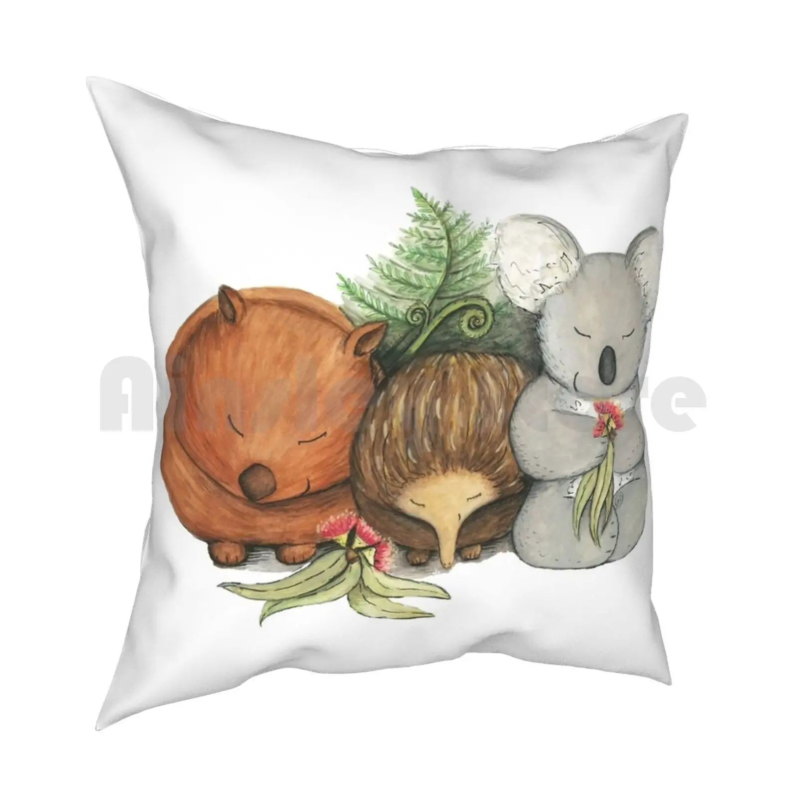 Native Australian Animal Babies – With Koala , Wombat And Echidna Pillow Case Printed Home Soft DIY Pillow cover Koala