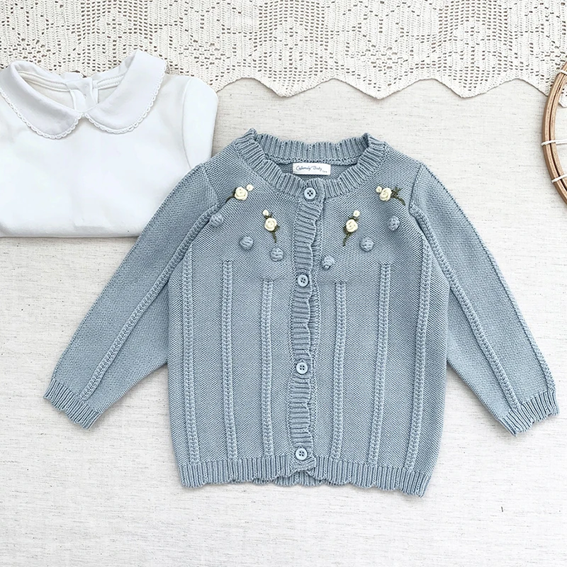 Girls Cardigan Girls Autumn Winter Sweaters 2021 Baby Sweater Fashion Petals Collar Knitted Cardigan Jacket Baby Sweater Coat