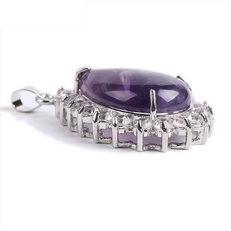 Reiki gemma naturale pietra goccia d'acqua collana pendenti viola quarzo rosa lapislazzuli turchese occhio di tigre opale gioielli con strass