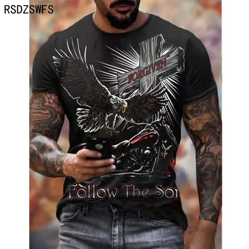 New Summer Men T-shirt 3D Car Highway Motorcycle Biker Hip Hop Tshirt Tee Top Oversize T Shirt For Men Vintage Clothes Streeerar