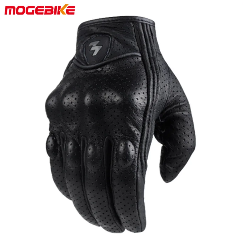 

2019 Retro Perforated Leather Motorcycle Gloves Cycling Moto Motorbike Protective Gears Motocross Glove winter man Gift