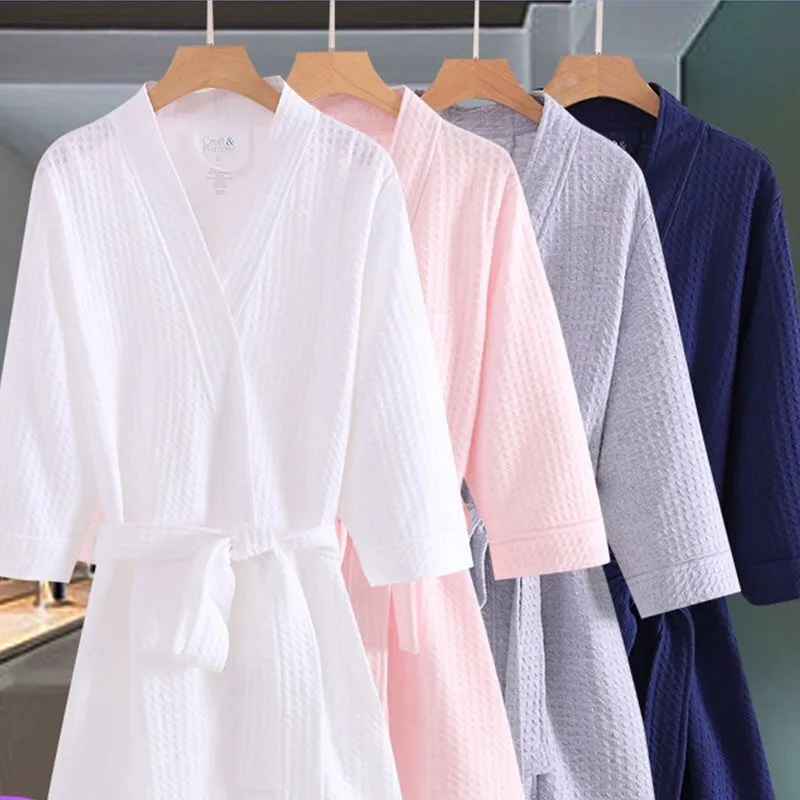 Waffle Lovers Robe Kimono Bath Gown Nightgown Women's Sexy Nightgown Soft Home Dressing Gown Intimate Lingerie Loose Homewear