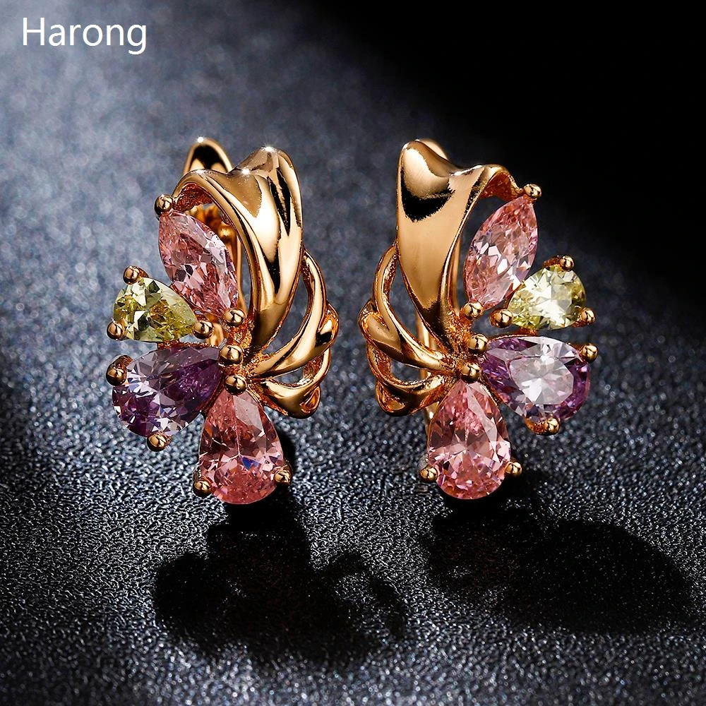 女性と女の子のためのヴィンテージスタイルのクリスタルイヤリング,高品質のジルコニアジュエリー,小さな天然ジルコニア,誕生日プレゼント