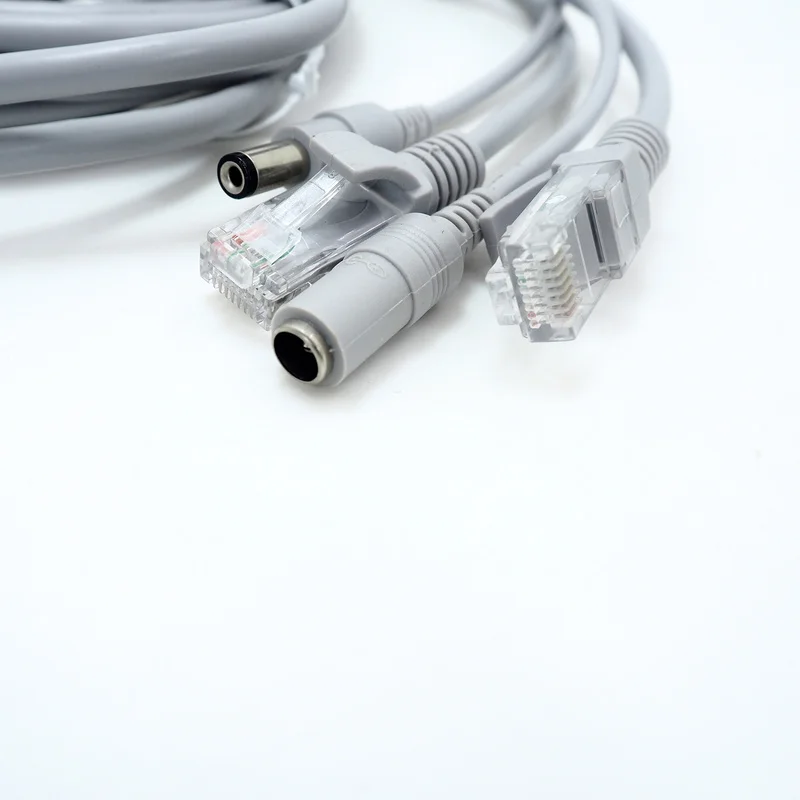 Cable de red Lan RJ45 + DC de 12V, accesorios de alta calidad para CCTV NC-15M, color gris claro, novedad, cámara IP de red