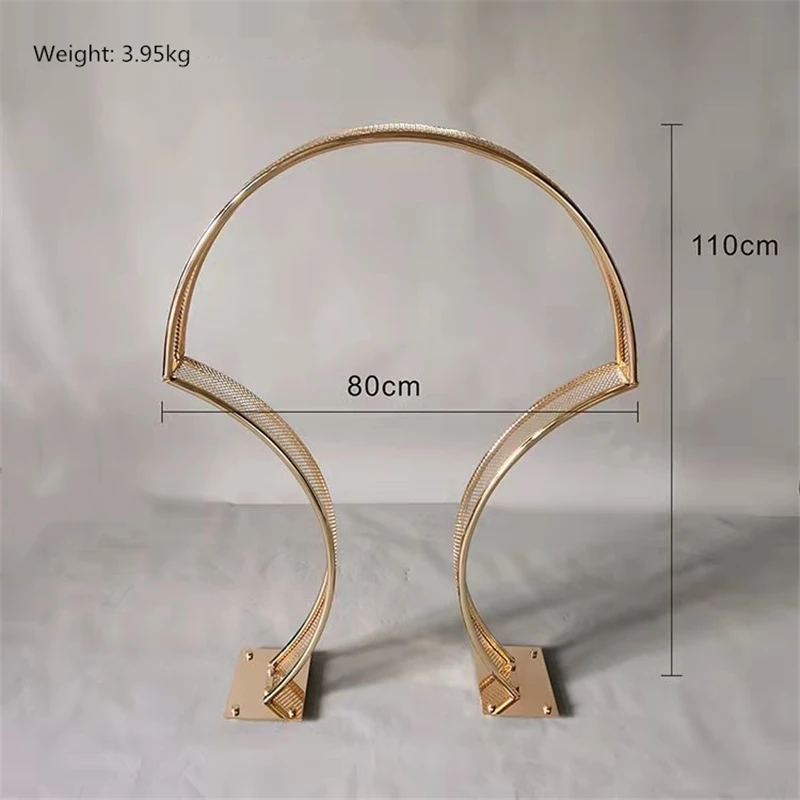 5PCS Gold Arch Stand Road Lead Wedding Table Centerpiece Flower Rack For Event Party Decoration