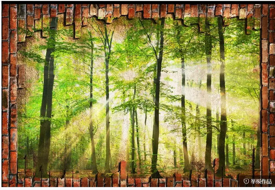

beautiful scenery wallpapers Brick wall woods forest wallpapers 3d three dimensional large background wall