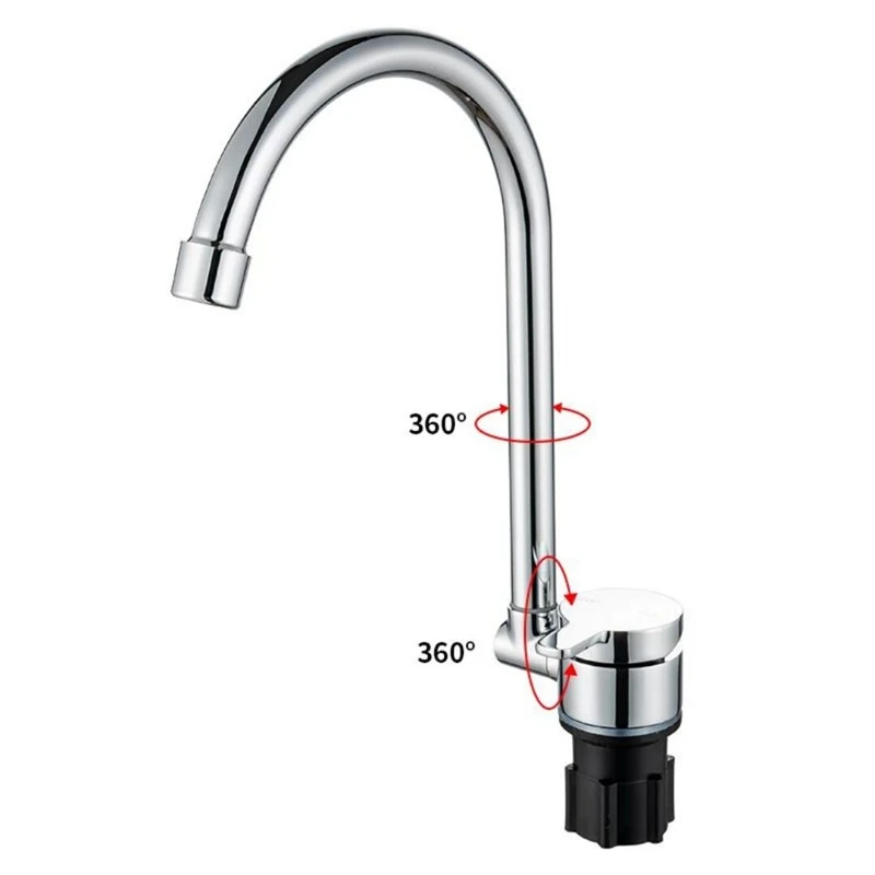 NEW-Foldable RV Faucet 360 Degree Rotation 9/16 Inlet Thread Single Handle Cold & Hot Water Mixer Copper Faucet for RV Deck