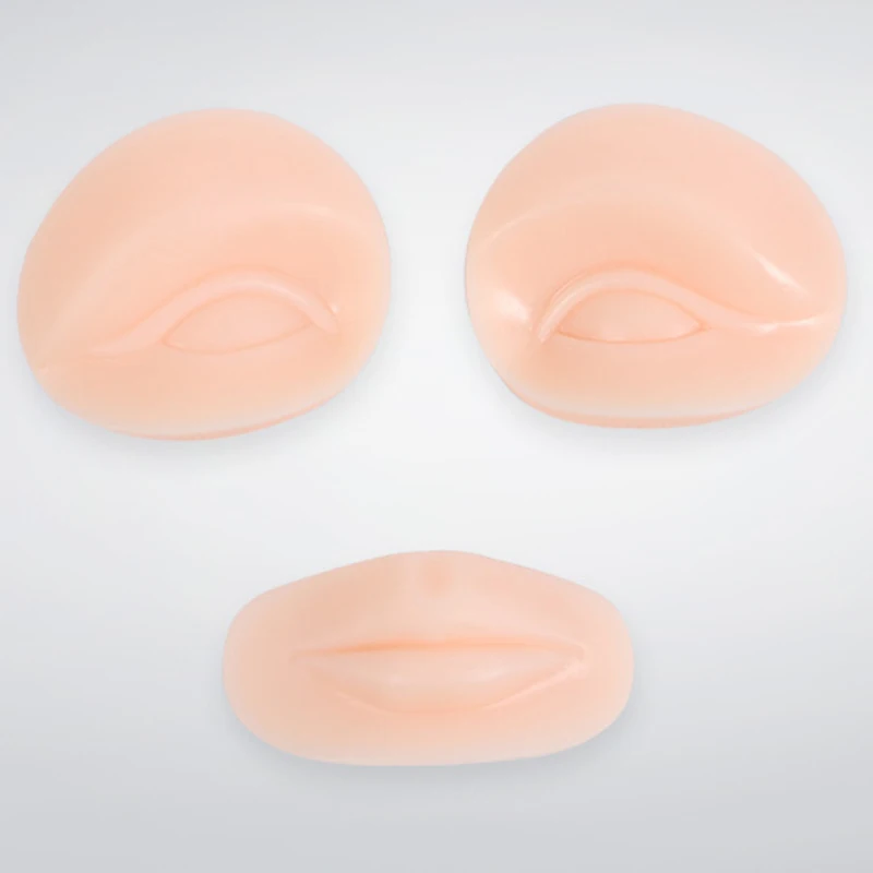 3pcs/set 3D Silicone Eyes Lip Sheet Set for Eyebrow Eyeline Permanent Cosmetic Makeup Training for Beginners Experienced Artists