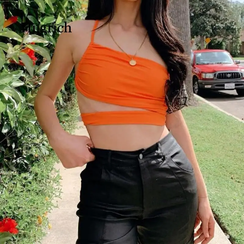 Solid Color 2021 New Open Navel Vest Sexy Hollow Out Design Strap Top for Causal Street Wear