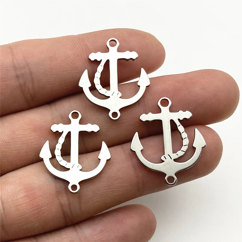 sailing Anchor Charm 5pcs Connector Stainless Steel 2side pattern ocean anchor Connectors Jewelry Handmade Diy Jewelry Make