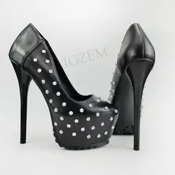 LAIGZEM 2024 Studded Punk Women tacchi alti Platform Pumps Party Show Shoes donna rivetti Talon Femme Large Size 44 45 46 47 50