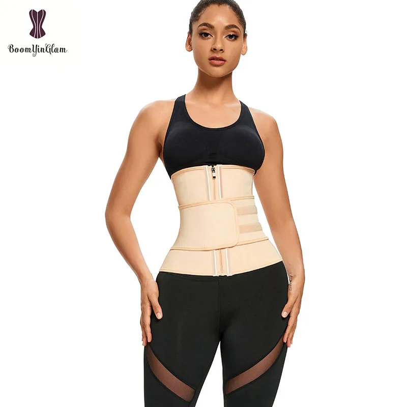 Zip And Hook Matte Latex Waist Trainer Belt 9 Steel Boned Underbust Corset Woman Plus Size Modeling Strap Belt