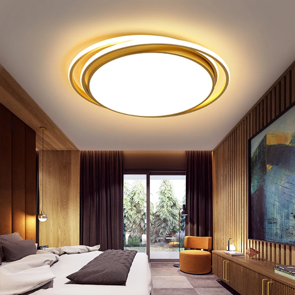 

Modern Led Ceiling light with Remote Dimmable Round Lamp Gold Nordic Chandelier with Acrylic Shades for Living Room loft Bedroom