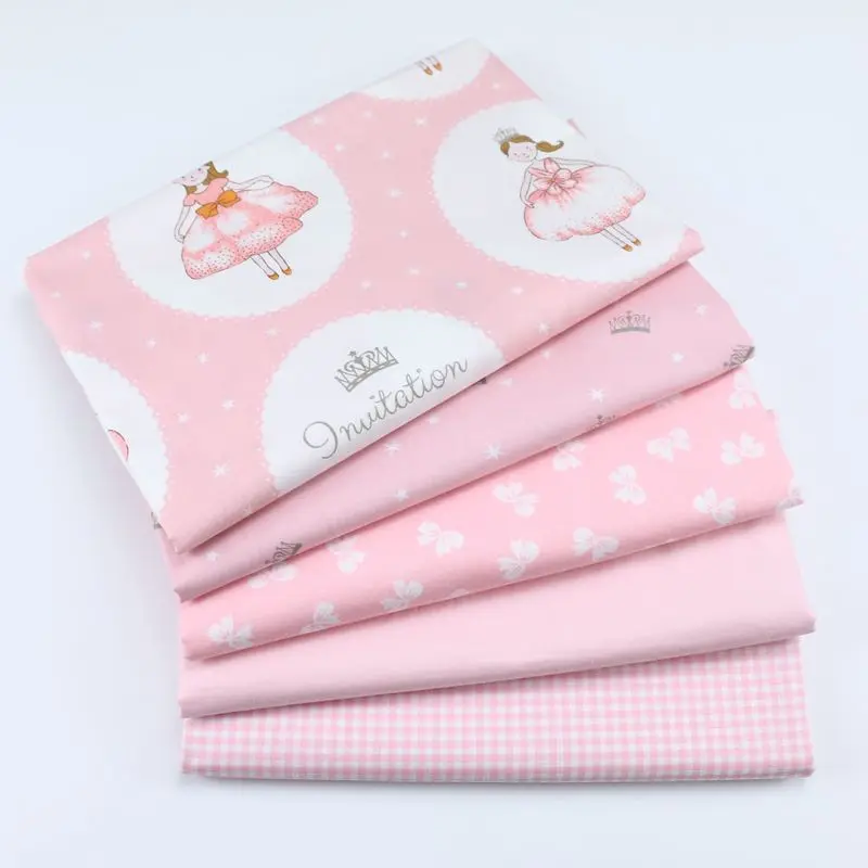 Cartoon Fairy Tale Princess Pink Cotton Twill Fabric For Sewing Girl Clothes Dress Per Meters