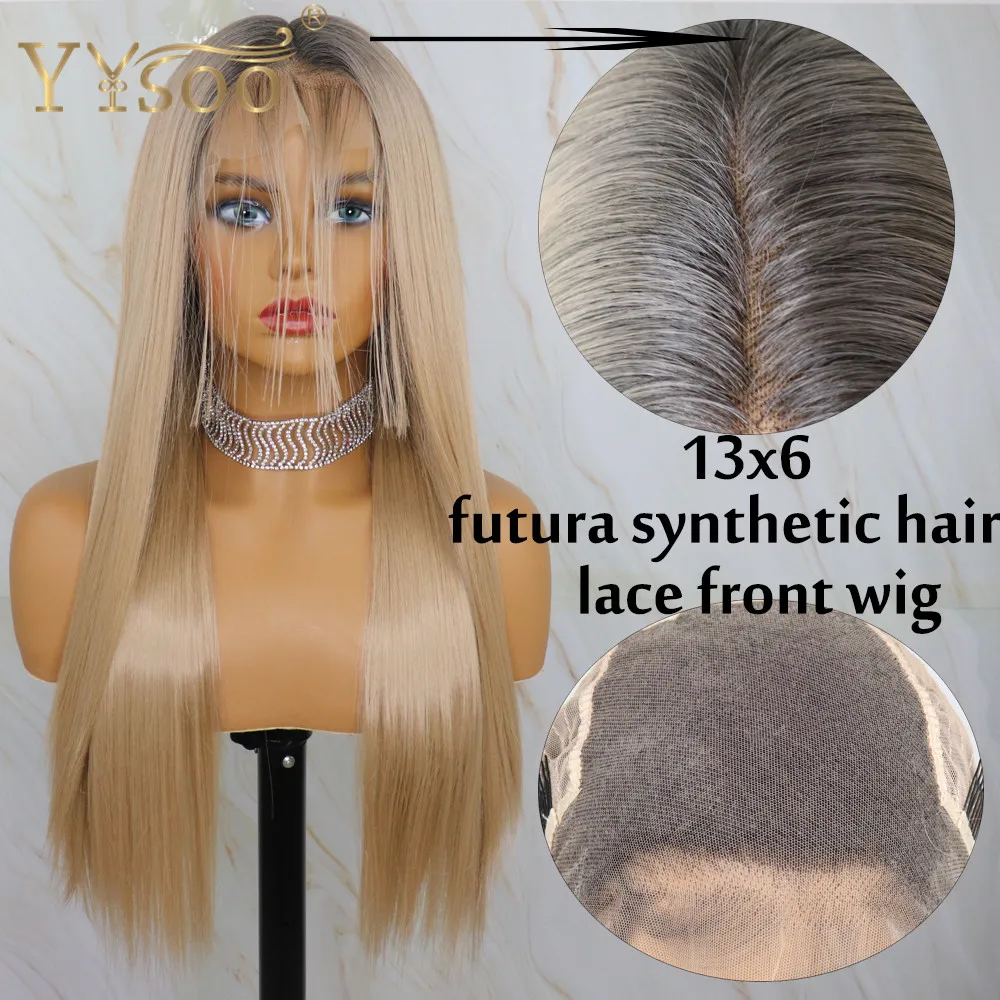 YYsoo1b/103 Color Synthetic Lace Front Blonde Wigs for Women13x6 Ombre Futura Heat Resistant Fiber Hair Replacement Straight Wig