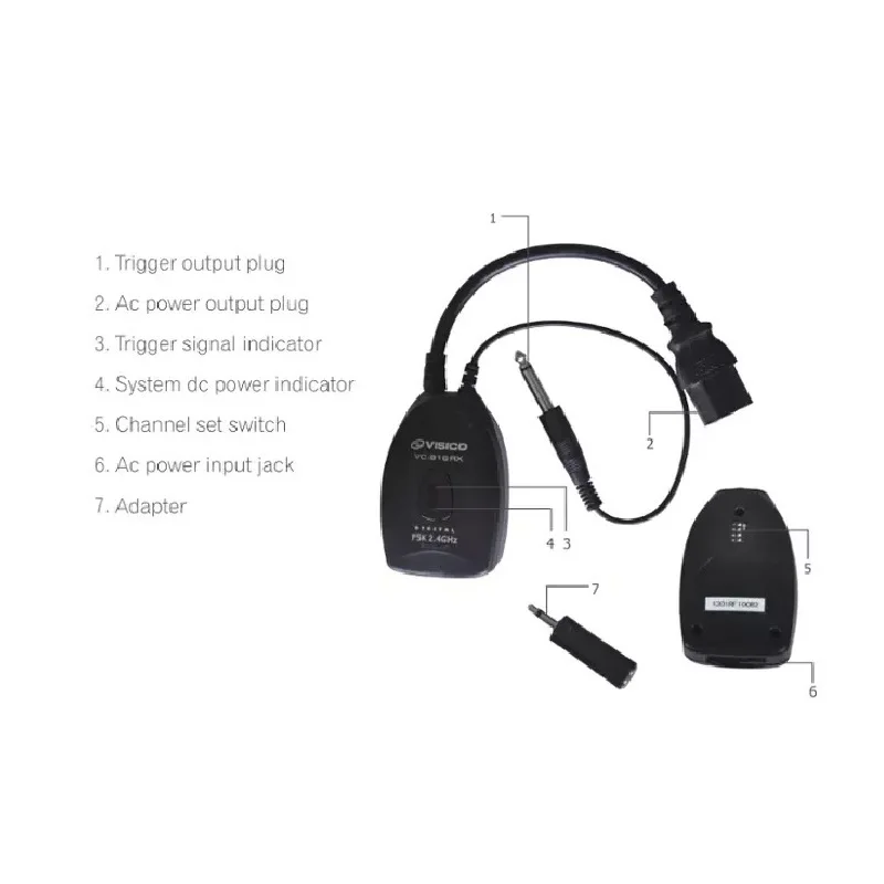 Visico VC-816RX 16 قناة استقبال مزامنة الراديو اللاسلكية مع محول 6.3 إلى 3.5 لبوينز، Elinchrom، Profoto، Visico Flash