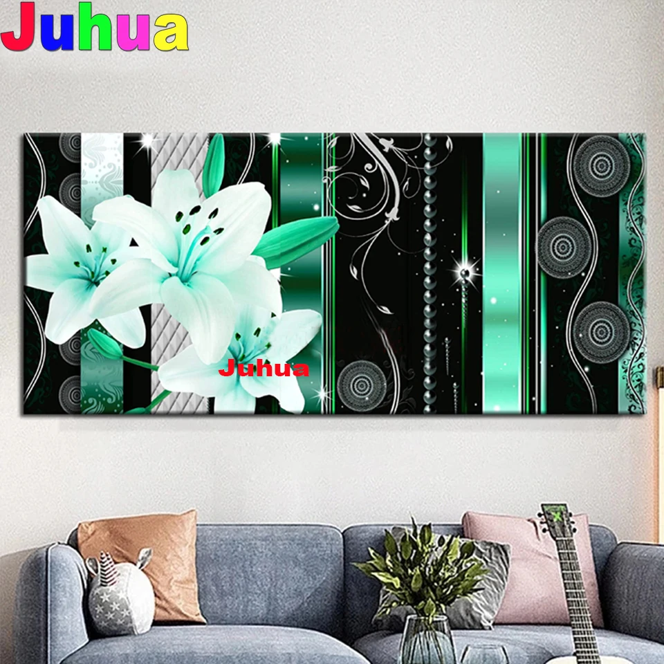 

5d Diy Diamond painting White Green Lily diamond mosaic cross stitch embroidery diamonds New Full square Drill Flower Home Decor