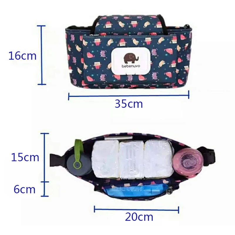 Baby Essentials Diaper Purse Stroller Organizer Bag for Mom and Baby Carriage Waterproof Large Accessories Mummy Pram Cart Bag