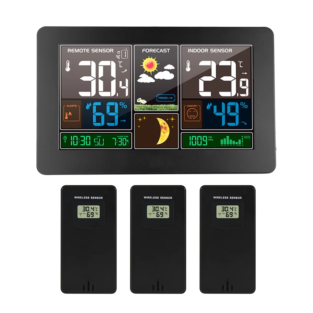 Stazione meteorologica Wireless Indoor Outdoor sveglia digitale orologio da parete orologio barometro termometro igrometro 3 strumenti di