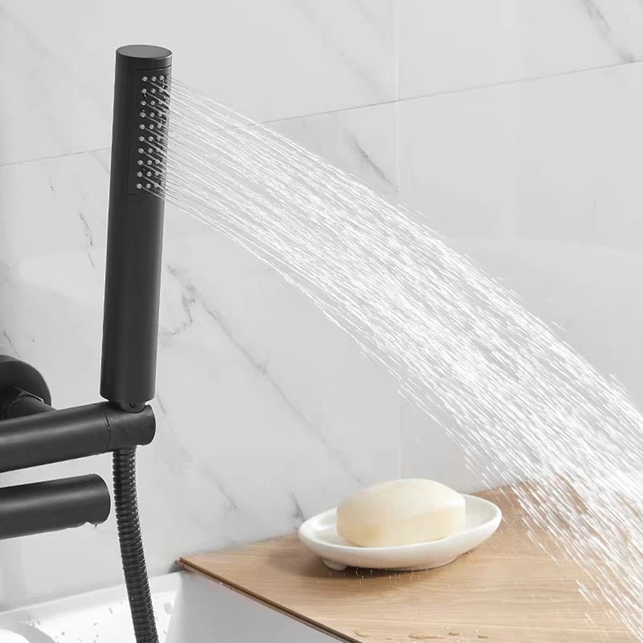 Black Hand-held Shower Head with Pressurized Water-Saving Technology Three-Speed Adjustment ABS Material for Household Bathroom
