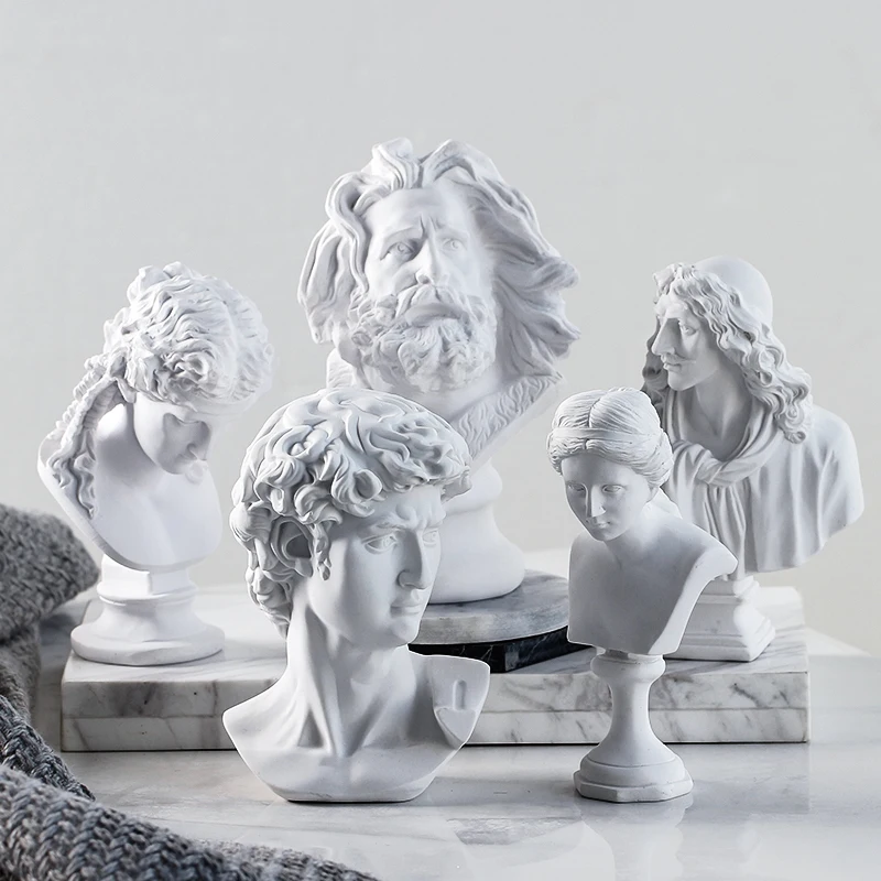 

1Pcs Miniature Resin Casting Bust Sculpture Pencil Sketch The Ancient Myth Figures Resin Literary Retro Home Decor Crafts