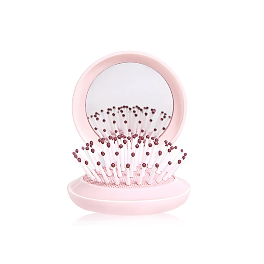 1 قطعة مشط للطي المحمولة الإبداعية وسادة هوائية مستديرة تدليك أمشاط ، سيدة النساء DIY بها بنفسك تصفيف الشعر مرآة مشط أدوات ماكياج