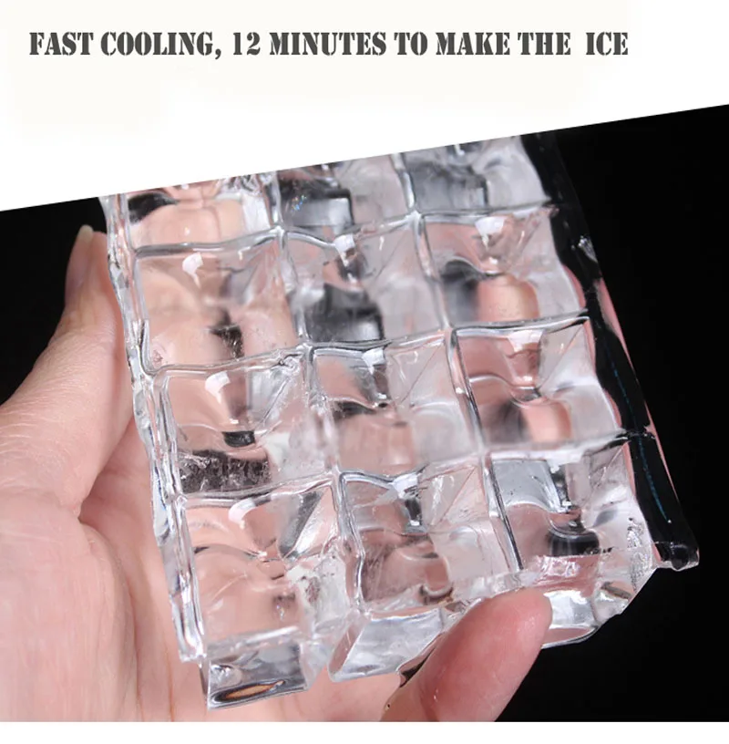 Máquina de hielo comercial de 220V para tienda de té de la leche, máquina de hielo visual para el hogar, herramienta de Fabricación de hielo segura de gran capacidad totalmente automática