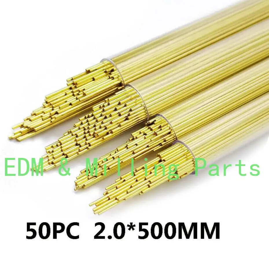 

50PCS CNC OD2.0MMX500MM Brass Electrode Single-Channel Tube Fit EDM Drilling Machine For EDM Puncher Mill Part