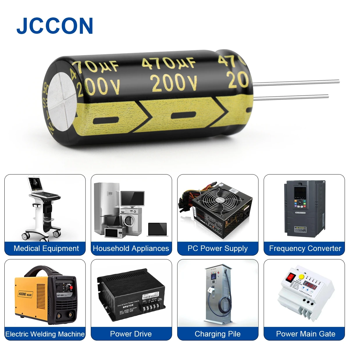 JCCON 5PCS Aluminum Electronic Capacitor 25V 35V 50V 63V 100V 160V 200V 250V 450V 470UF 680UF 1000UF UHigh Frequency Low ESR