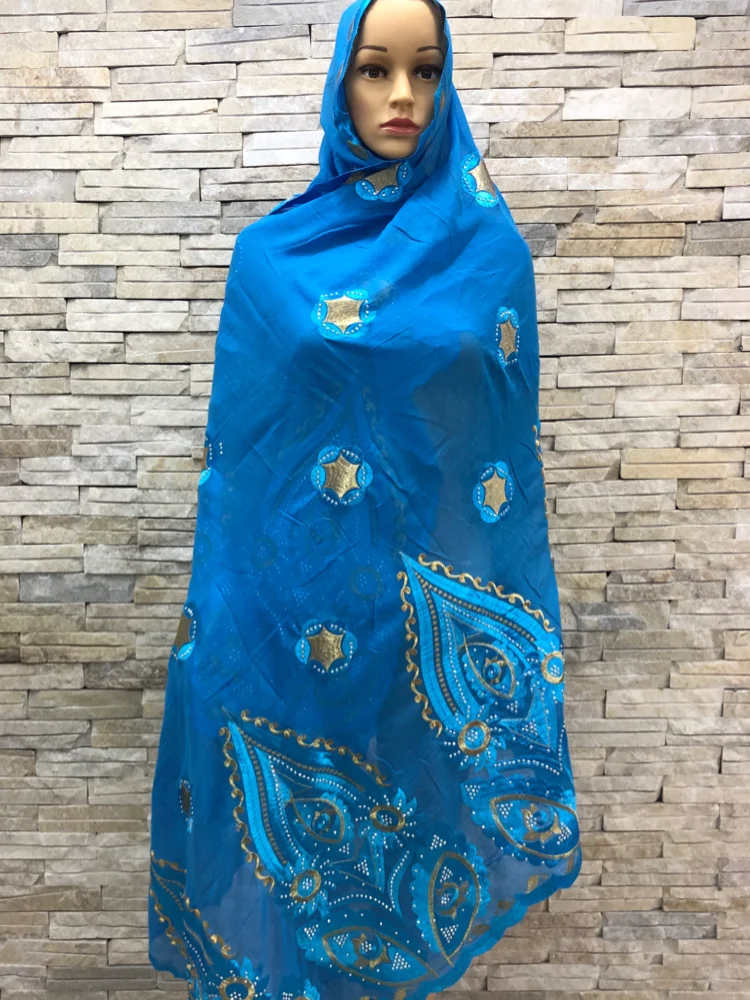 2021 New African Women Scarf Soft Chiffon Scarf Dubai Isalmic Scarf Embroidery Muslim HijabScarf for Shawls Wraps200*110 HB010