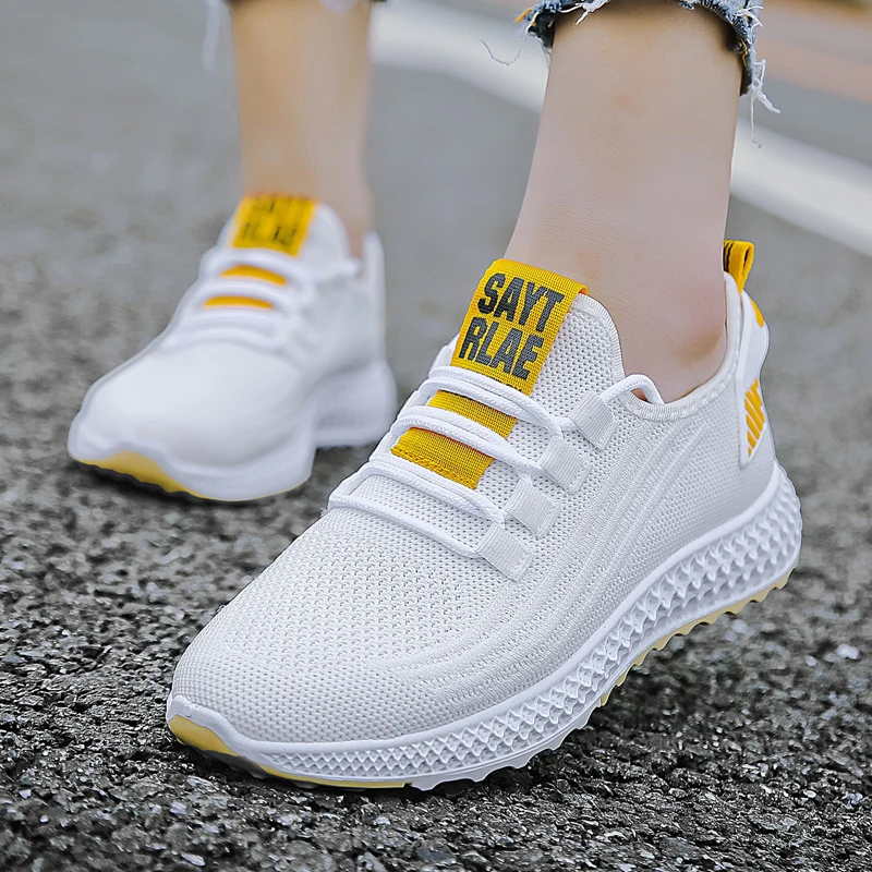 

Tenis Feminino 2021 Women Tennis Shoes Breathable Flat Lace Up Female Footwear Outdoor Women Sneakers Thick Sport Shoes Woman