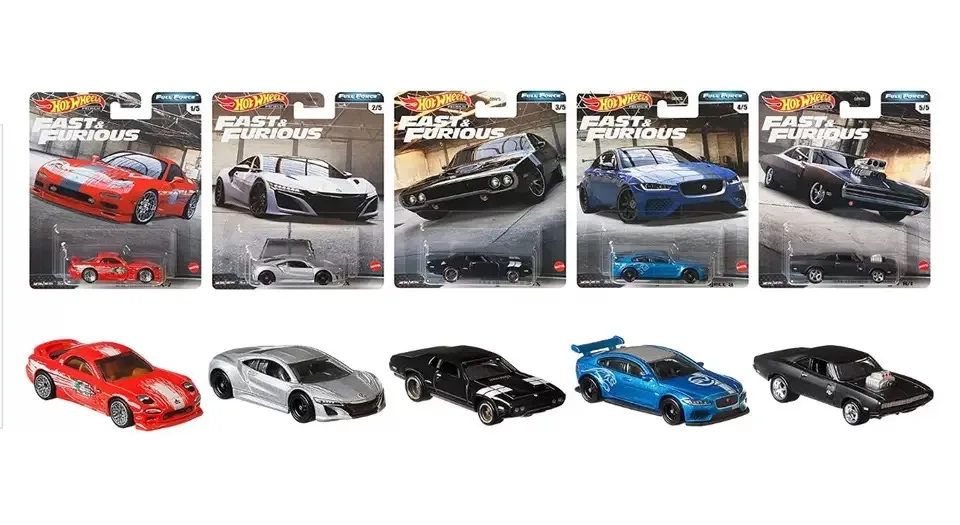 Hot Wheels Cars Fast and Furious MAZADA RX-7 DODGE CHARGER R/T Jaguar Plymouth Acura 1/64 Collection Diecast Vehicle GRM15