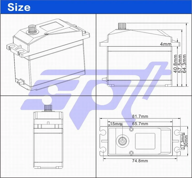 SPT70HV 70kg Metal Gear Angle 180/270/320 high speed large torque digital servo for robot arm 1:5 rc car/2060mg/savox 0236/1373