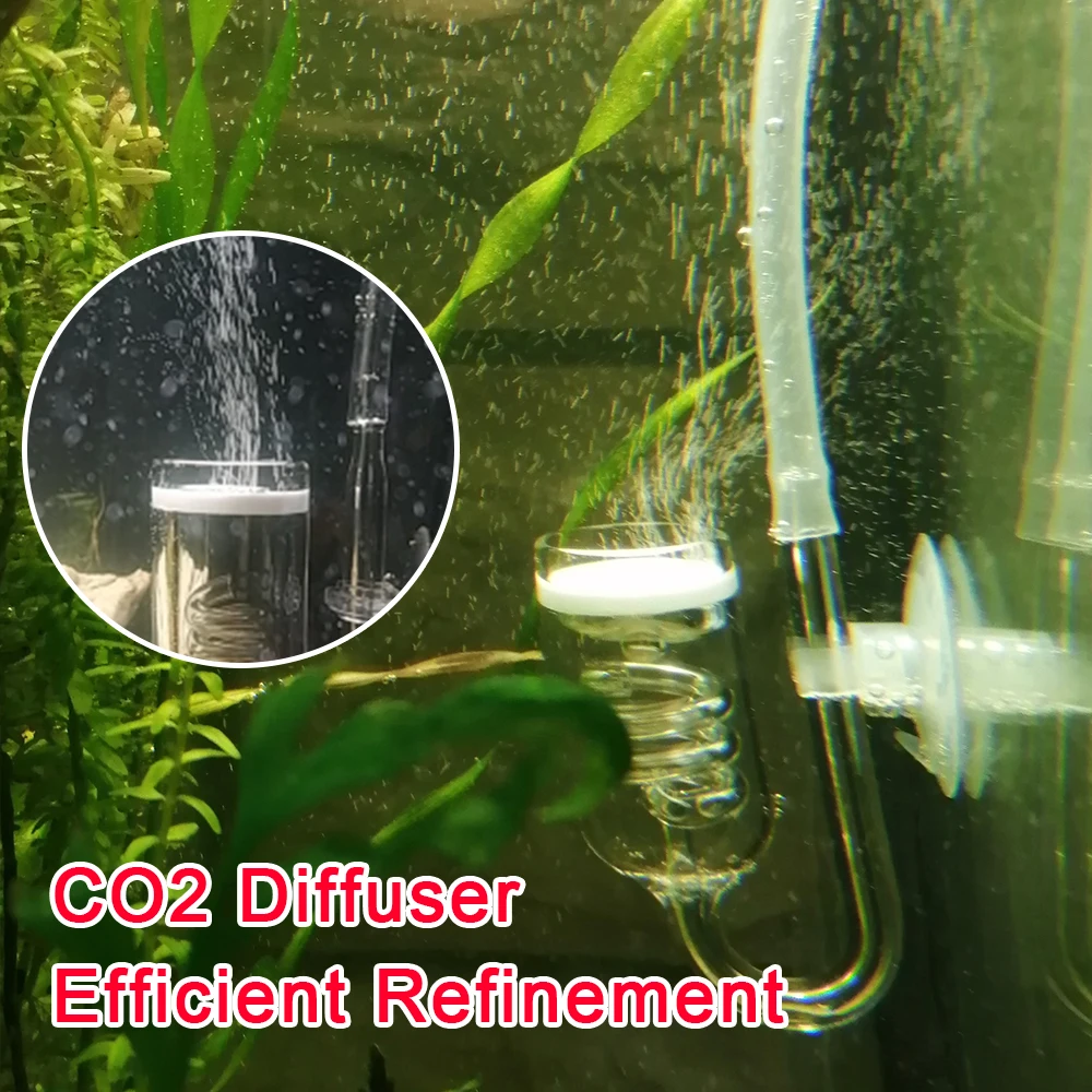 DIY For Fish Tank Plants Glass Tank Bubble Reactor Solenoid Regulator Moss CO2 Atomizer Aquarium CO2 Diffuser