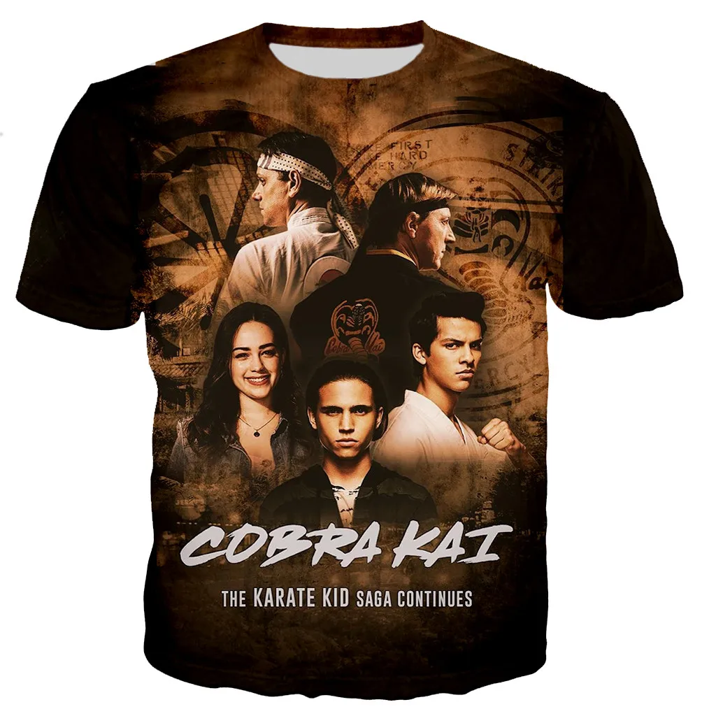 Camiseta masculina e feminina Cobra Kai estampada em 3D, estilo Harajuku casual, blusas de streetwear