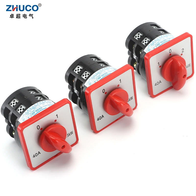 

ZHUCO HZ5D-40/7.5 L02 L03 M04 7.5KW 40A 2 Poles Multipolar Combination Motor Circuit Universal Changeover Rotary Cam Switch