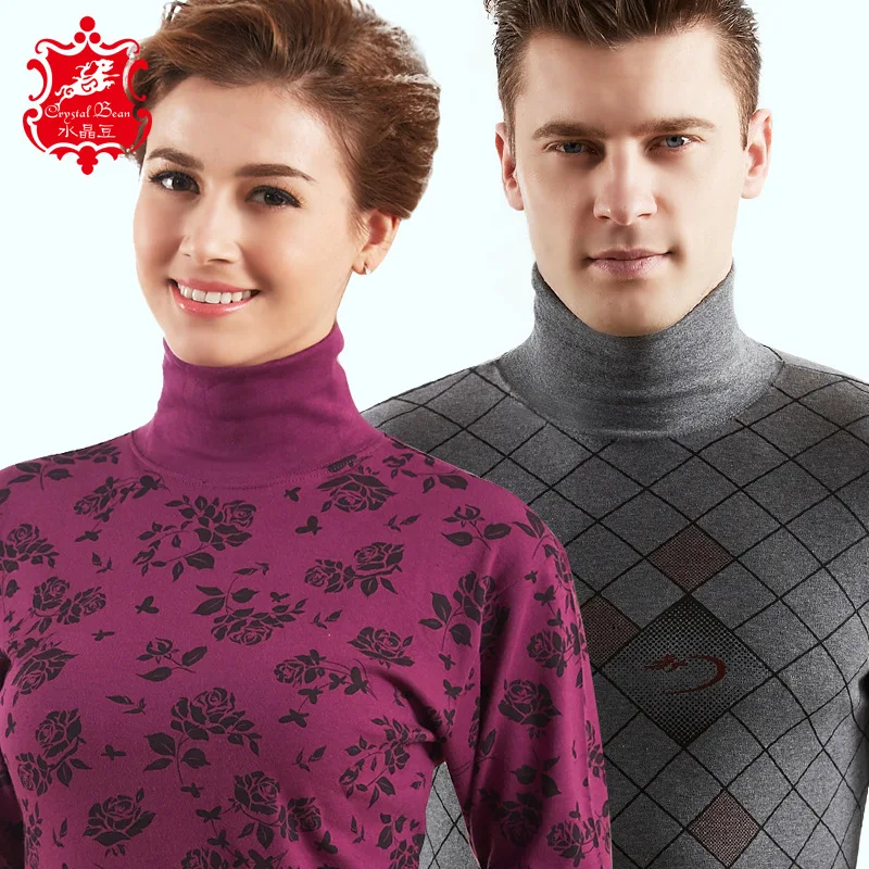 high-neck thermal underwear men cotton middle-aged elderly cotton sweater loose cotton autumn long trousers 2 pieces set