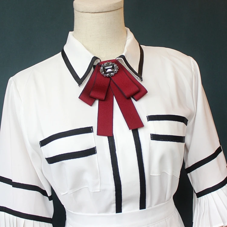 Korean Band Perle Fliege Broschen für Frauen Kristall Strass Krawatte Pins männer Anzug Hemd Collor Kleidung Zubehör – Detail 10