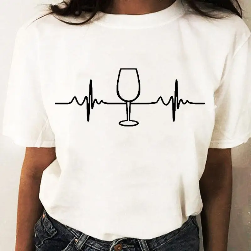 Coffee Wine Love Trend Graphic T Top Print T-shirts Fashion Women Cartoon Shirt Stylish Short Sleeve Regular Female Tee T-Shirt