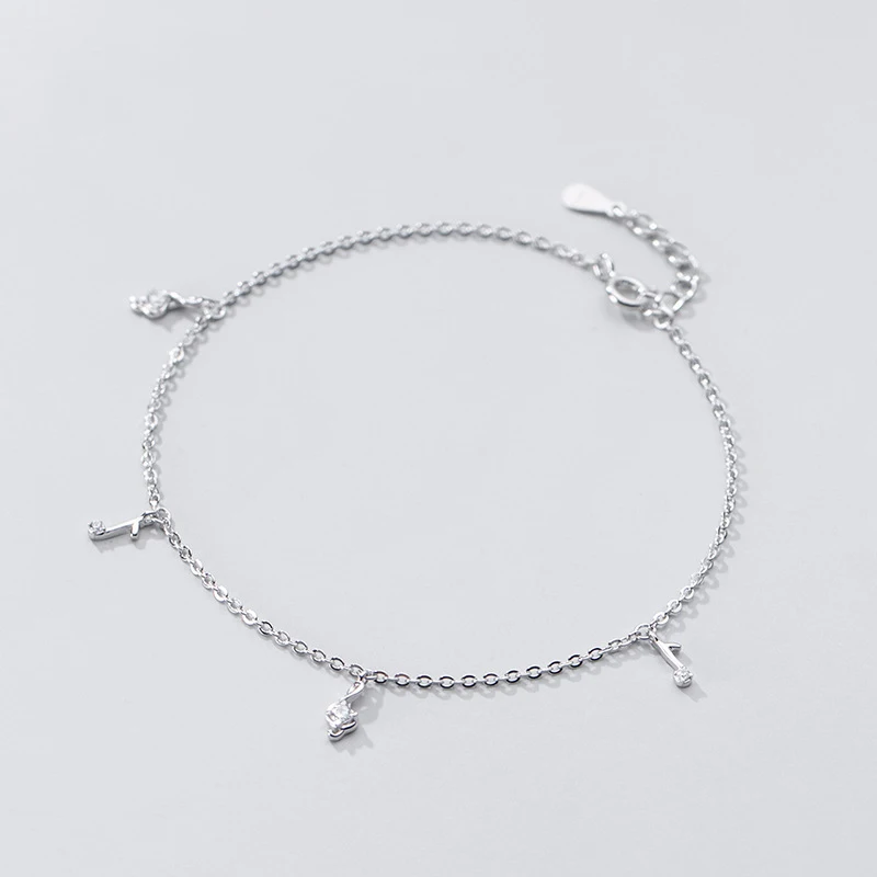 925 Silver Women's Anklet Leg Chain Musical Note Foot Bracelets Fashion Trend Rose Gold Platinum Color 21 CM Adjustable