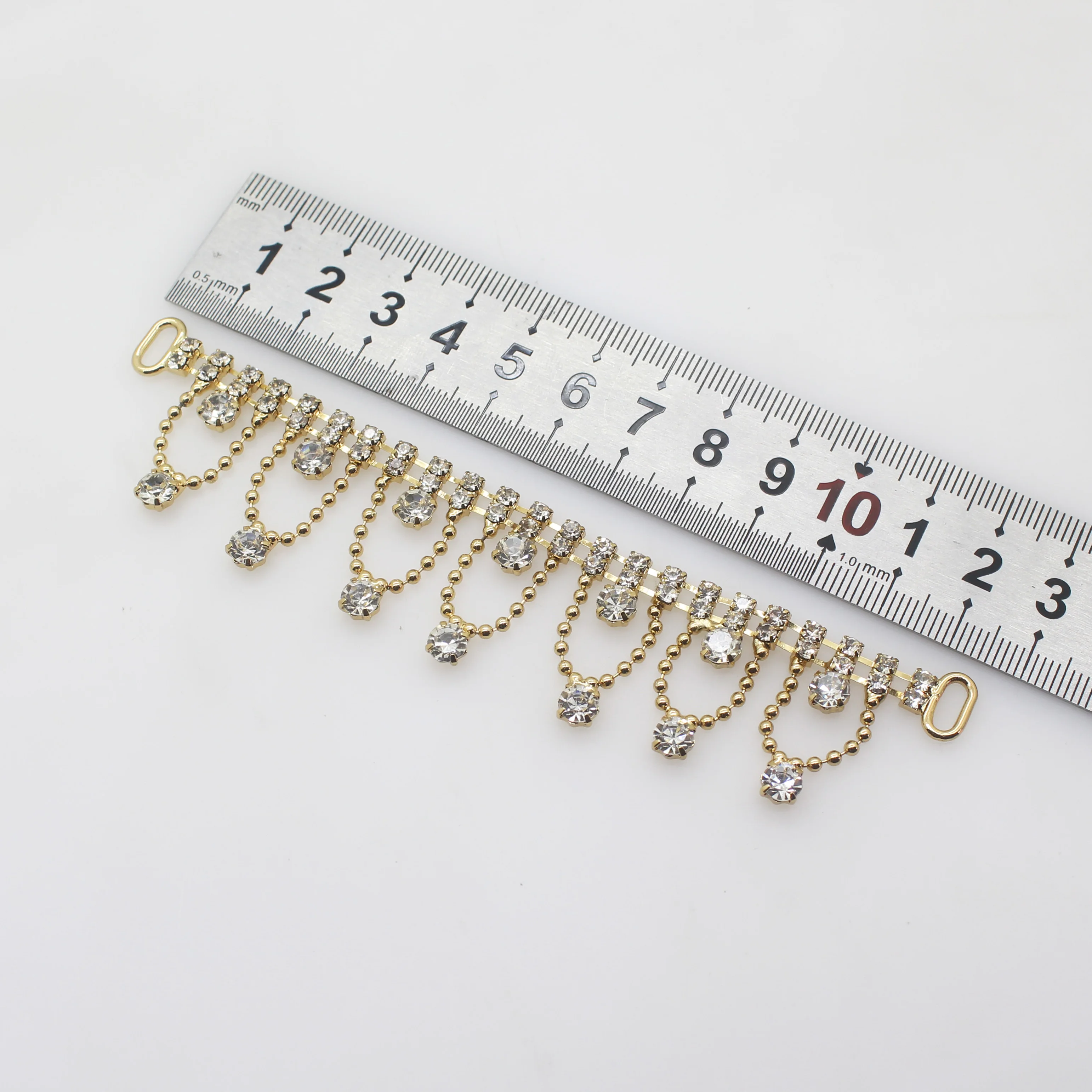 NEW 2Pcs 25mm*125mm Charm Rhinestone Bikini Connectors/Buckle Crystal Bead Chain For Swimming Wear Decoration