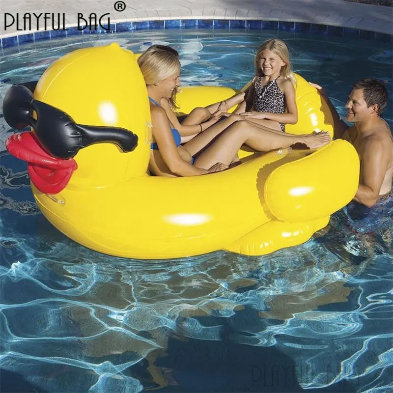 Playful bag Yellow Duck Swim ring Summer Swimming rings for adult Cool duck water floating bed Swimming pool party kids toy E67