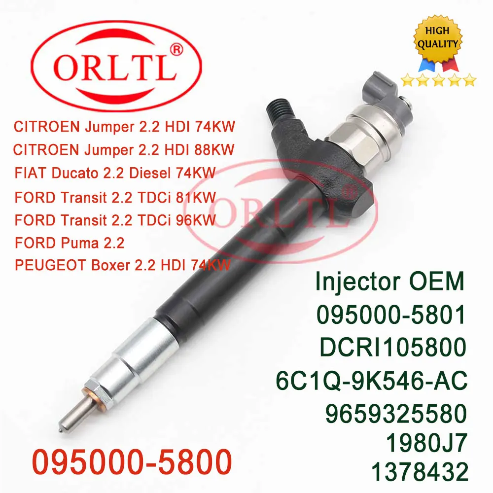 095000-5800 Genuine New Fuel Injector 1372379 71794621 DCRI105800 6C1Q-9K546-AC For Citroen Fiat  Ford Peugeot 2.2 6C109K546AB