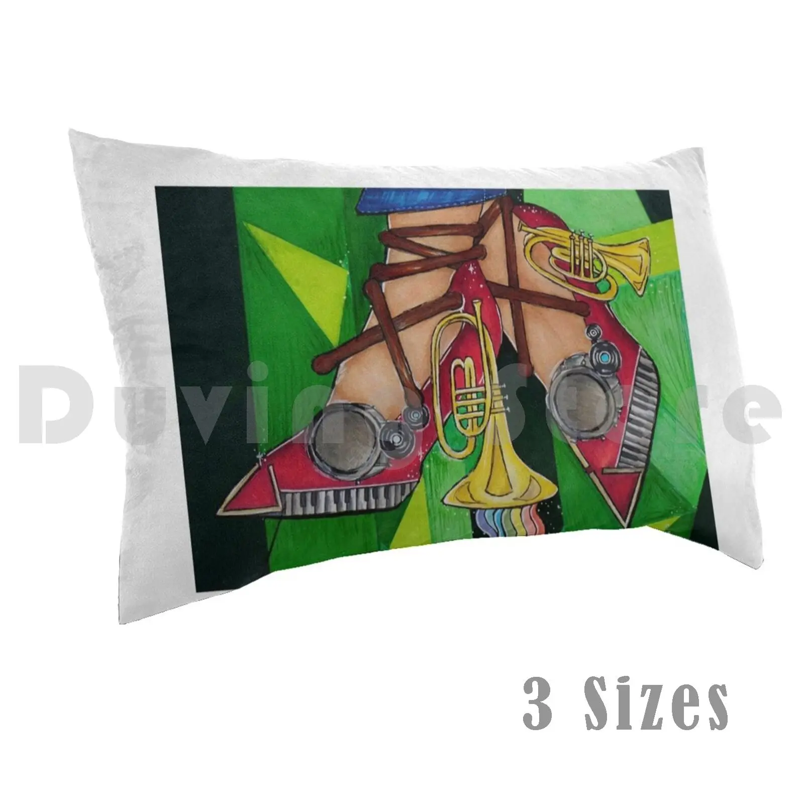 

Shoe Horn pillow Case 20 * 30 Inch Red Heels Shoe Horn Instruments French Horn Band Abstract Drums Piano Hipster