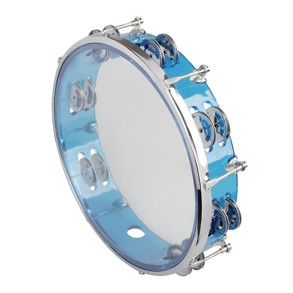 10 Inch Tambourine Percussion Instrument Self-Tuning Tone Hand Drum Double Row Jingles Bell Musical Educational Toys Gifts