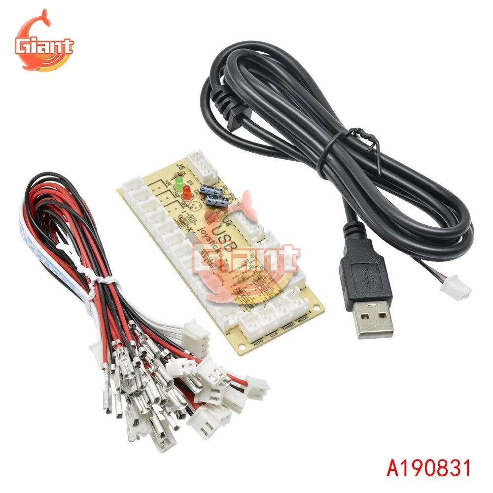 DIY Zero Delay Arcade USB Arcade Joystick Circuit Board Wiring USB Encoder PC to Joystick Fighting Games Replacement Parts 2 Pin